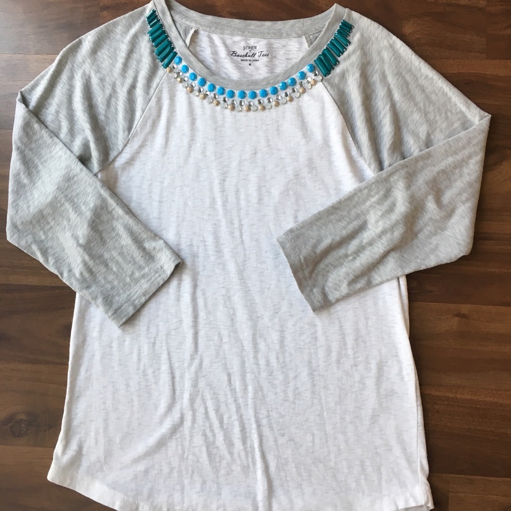 J Crew embellished baseball tee